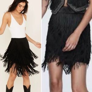 Zara Black Fringe Skirt